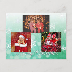 Green Merry Christmas Personalised Photo Postcard