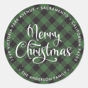 Green Merry Christmas Return Address Labels