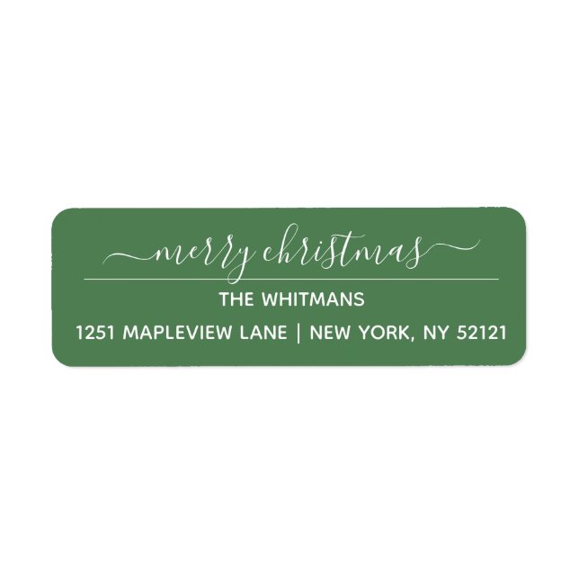 Green Merry Christmas Return Address Return Address Label (Front)