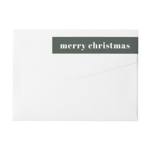 Green Merry Christmas Return Address Wrap Around Label