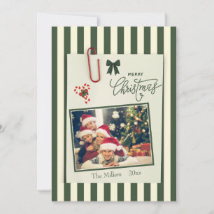 Green Merry Christmas Scrapbook Photo holiday card
