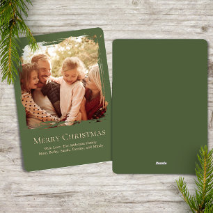 Green Merry Christmas Simple Photo Holiday Card