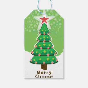 Green Merry Christmas Tree Gift Tags