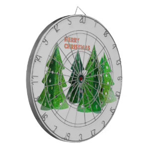 Green Merry Christmas Trees Dartboard