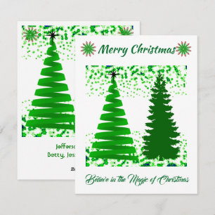 Green Merry Christmas Trees Holiday Card