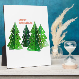 Green Merry Christmas Trees Plaque