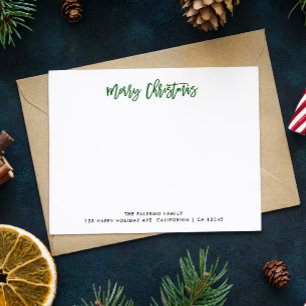 Green Merry Christmas Typography Classic Family Card