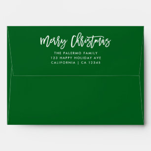 Green Merry Christmas Typography family address Envelope