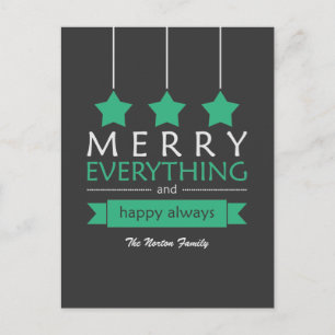 Green Merry Everything Holiday Postcard