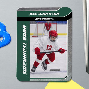 Green Metal Ice Hockey Photo Magnet