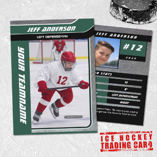 Green Metal Ice Hockey Trading Card