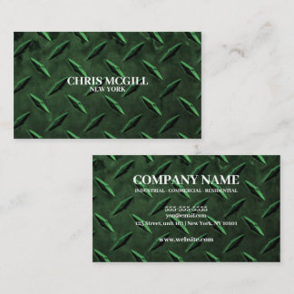 Green Metal Texture Custom Construction Worker Business Card