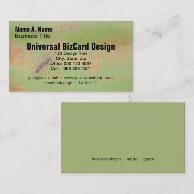 Green Metal Weld Grunge Photograph Business Card (Front/Back)