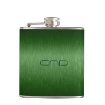 Green Metallic Brushed Aluminium Look Hip Flask