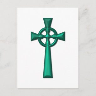 Green Metallic Celtic Cross Postcard