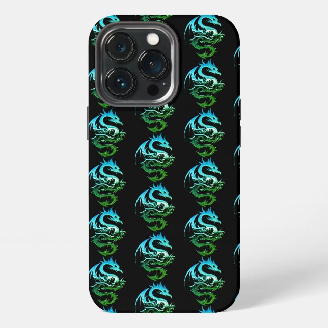 Green Metallic Dragon Pattern   iPhone Case (Back)