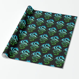 Green Metallic Dragon Wrapping Paper