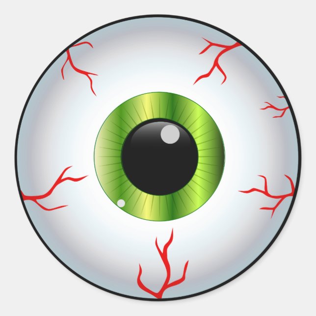 Green Metallic Eyeball Classic Round Sticker (Front)