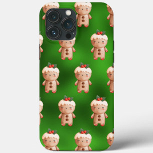 Green Metallic Gingerbread Cookie Man Holiday iPhone 13 Pro Max Case