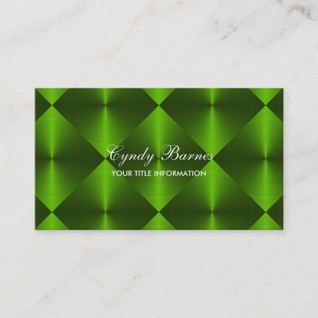 Green Metallic Look Diamond Tiles Business Card (Front)