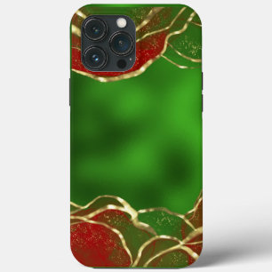 Green Metallic Red Alcohol Ink Holiday iPhone 13 Pro Max Case