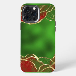 Green Metallic Red Alcohol Ink Holiday iPhone 13 Pro Max Case