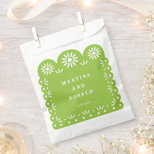 GREEN MEXICAN PAPEL PICADO FAVOUR BAG (Clipped)