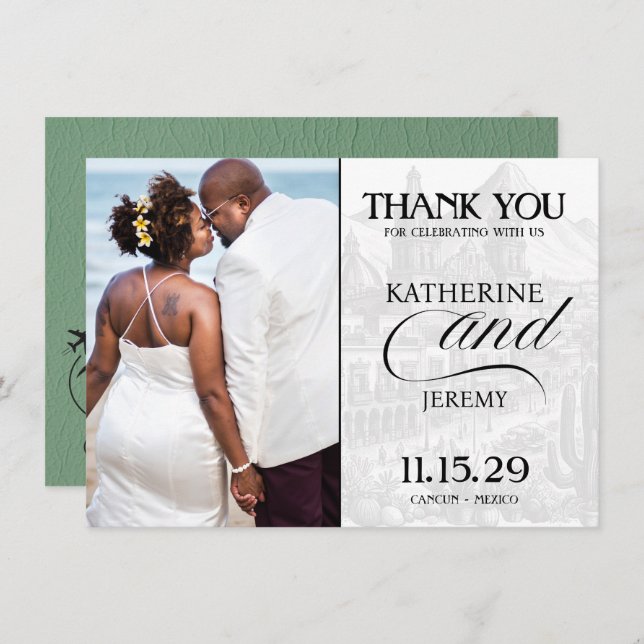 Green Mexico Passport Thank You Card (Front/Back)