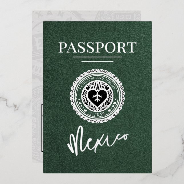 Green Mexico Passport Wedding (Front/Back)
