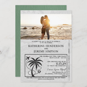Green Mexico Passport Wedding Invitation