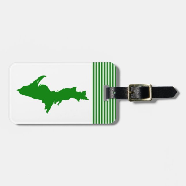 Green Michigan Upper Peninsula Luggage Tag (Front Horizontal)