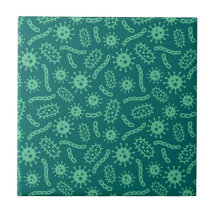 Green Microbes Pattern Ceramic Tile