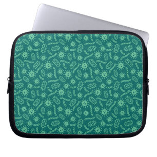 Green Microbes Pattern Laptop Sleeve