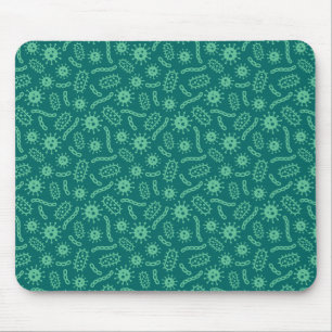 Green Microbes Pattern Mouse Pad