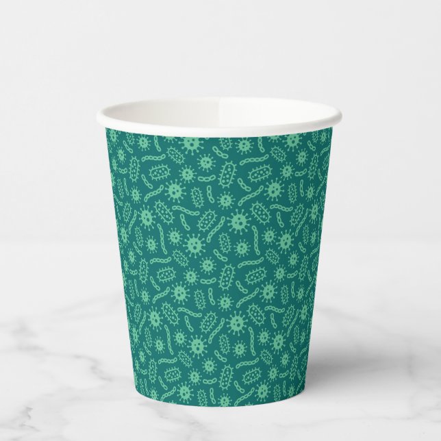 Green Microbes Pattern Paper Cups (Left)