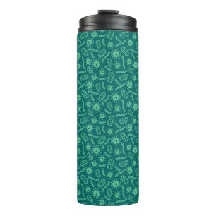 Green Microbes Pattern Thermal Tumbler