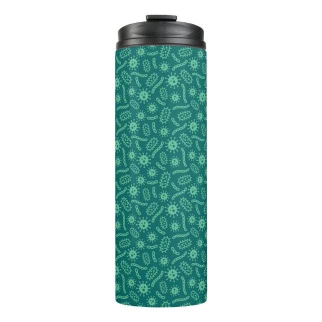 Green Microbes Pattern Thermal Tumbler (Front)