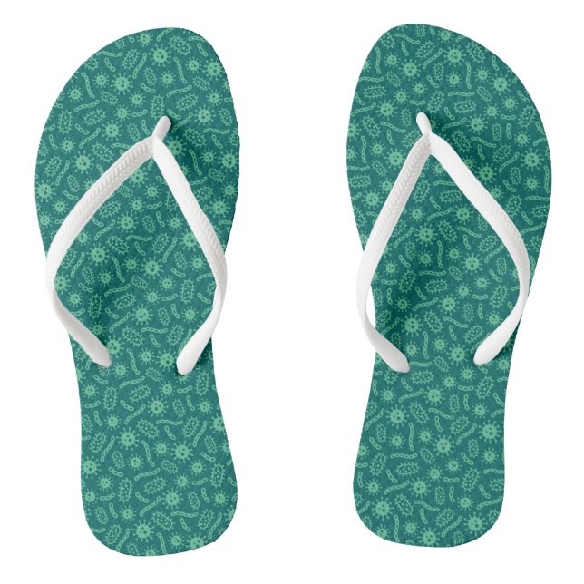 Green Microbes Pattern Thongs (Footbed)