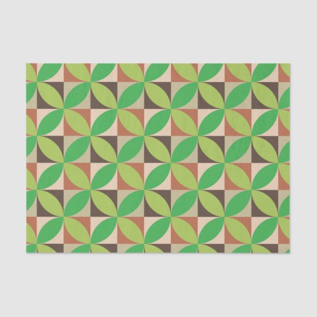  Green mid century modern  geometric pattern   Tissue Paper (Front)