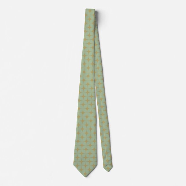 Green Mid Century Modern Geometric Vintage Men's  Tie (Front)
