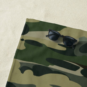 Green Military Camouflage Pattern Beach Towel