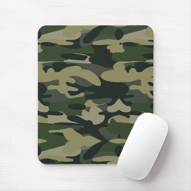 Green Military Camouflage Pattern Mouse Pad (With Mouse)