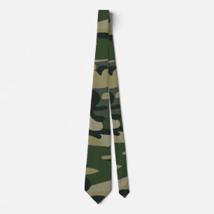 Green Military Camouflage Pattern Tie
