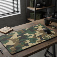 Green Military Retro Camouflage Stencil Monogram