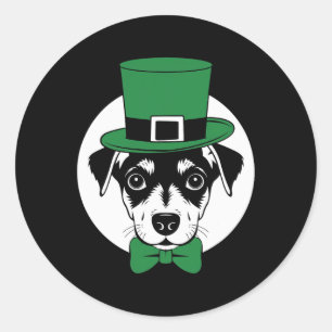 Green Min Pin Shamrock On St Patricks Day Miniatur Classic Round Sticker