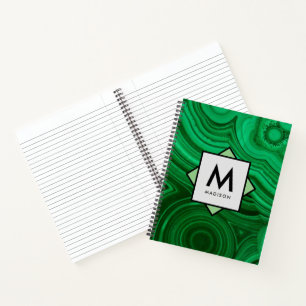 Green Mineral Design with Name and Monogram on Notebook