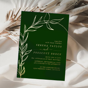 Green Minimal Arch Wedding Real Foil Invitation