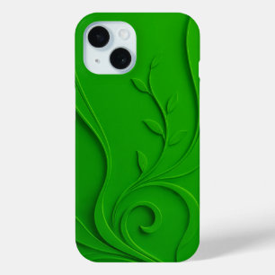 Green Minimal Leaf Design iPhone 15 Case