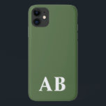 Green Minimal Modern Initial Monogram iPhone 11 Case<br><div class="desc">This stylish phone case design features a simple modern design in green & white. Make one of a kind phone case with custom initial and name. It will be a cool, unique gift for someone special or yourself. If you want to change the fonts or position, click the "Customise further"...</div>