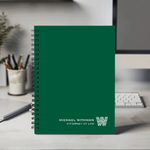 GREEN Minimal Monogram Initial CORPORATE BUSINESS Planner